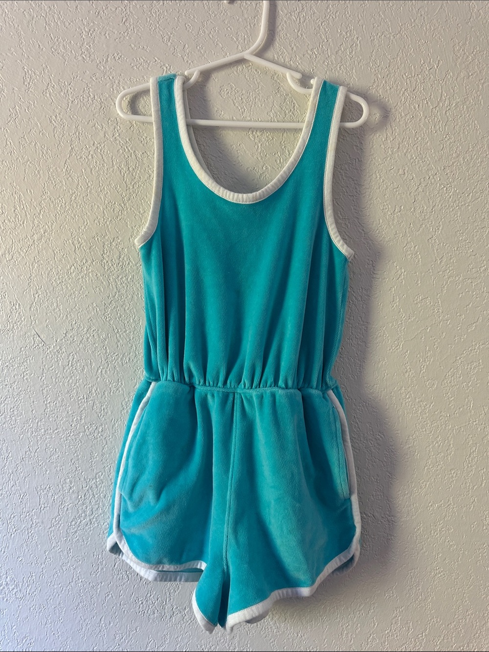 Zella Turquoise Romper with White Trim